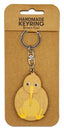 Handmade keyring with a brown kiwi design on a cardboard backing