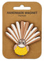 Handmade magnet shaped like a bird on a brown backing card with 'Handmade Magnet' text.
