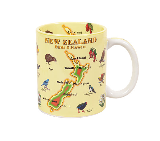 Yellow NZ Birds And Map Coffee Mug - #116