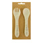 Set of cream-colored spoon and fork with 'New Zealand' text on packaging
