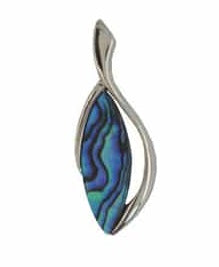 Palladium Plate Paua Flower Petal Pendant - NZ Made