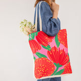 Bright Pink Pohutukawa Shopping Bag