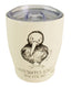 White tumbler with a kiwi bird illustration and text on a white background