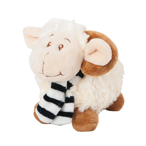 Small Standing Sheep With Striped Scarf Soft Toy