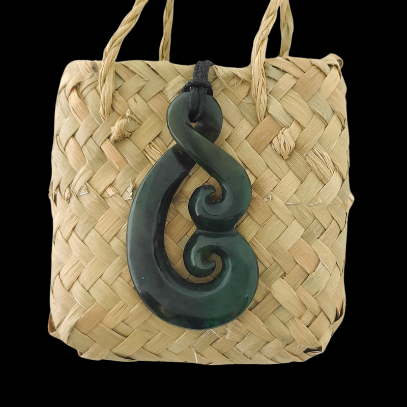 NZ Greenstone Twist with Double Koru - 53mm #36