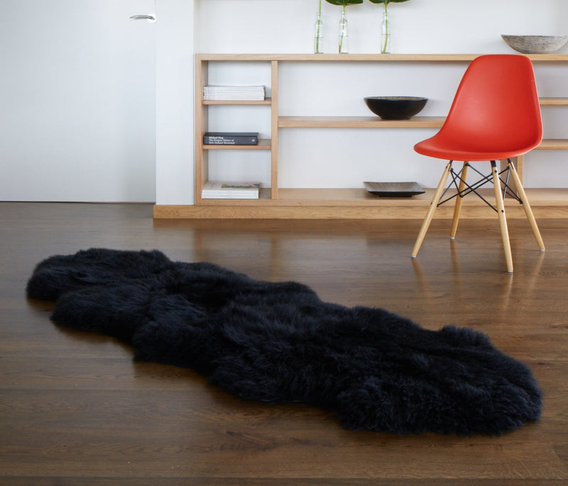 Double Sheepskin Rug - Black - NZ Made