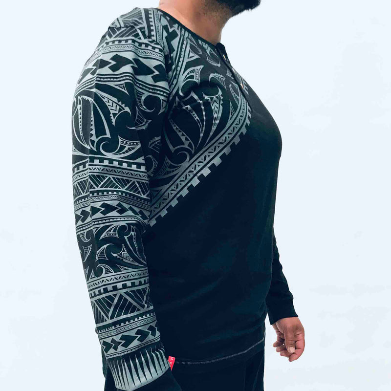 Men's Maori Long Sleeve Grandpa T-Shirt - Kia Kaha