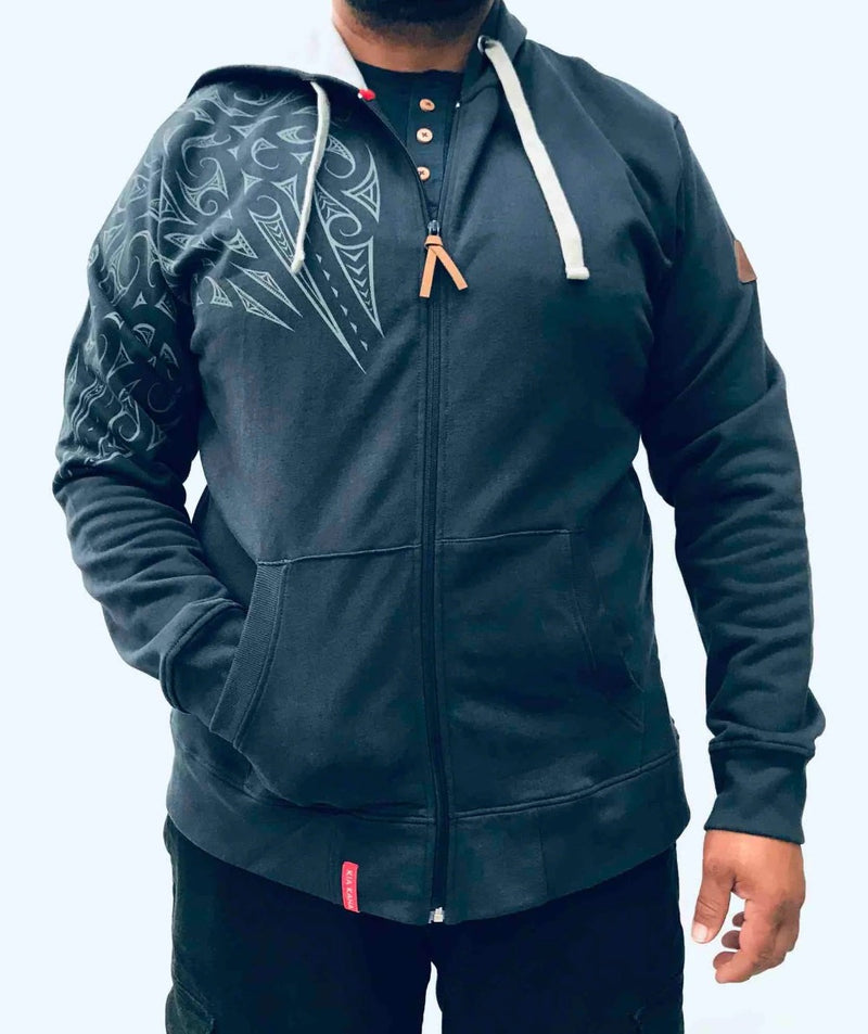 Men's Maori Kowhaiwhai Hoodie - Kia Kaha - SIzes S-3XL