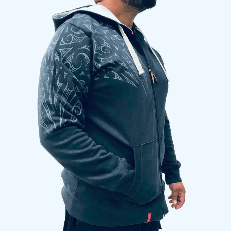 Men's Maori Kowhaiwhai Hoodie - Kia Kaha - SIzes S-3XL
