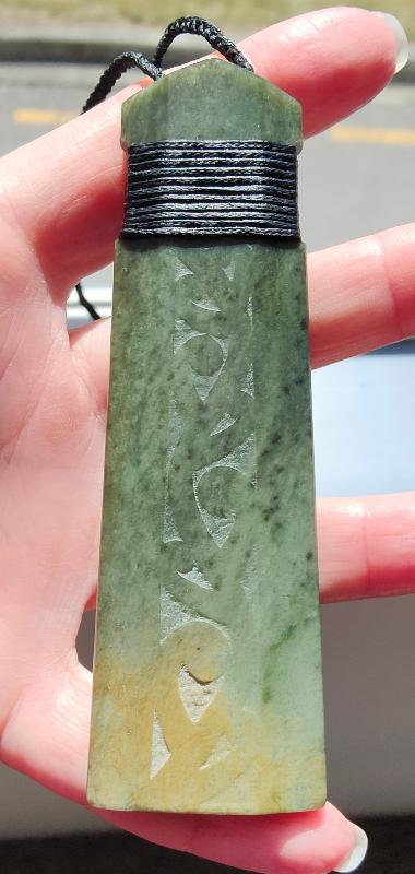 NZ Greenstone Etched Toki - 110mm - Rueben Tipene #84