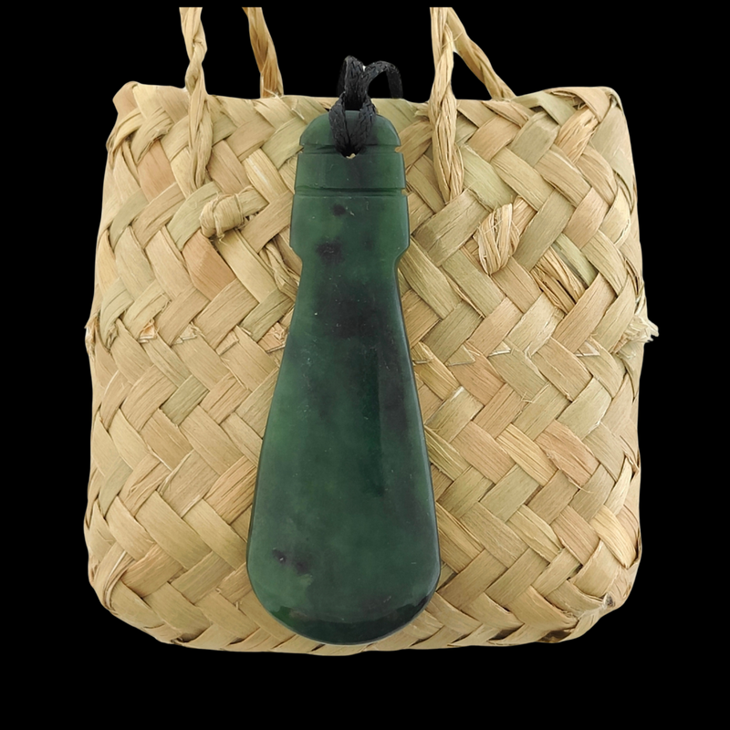 NZ Greenstone Small Mere Pendant - 65mm #2