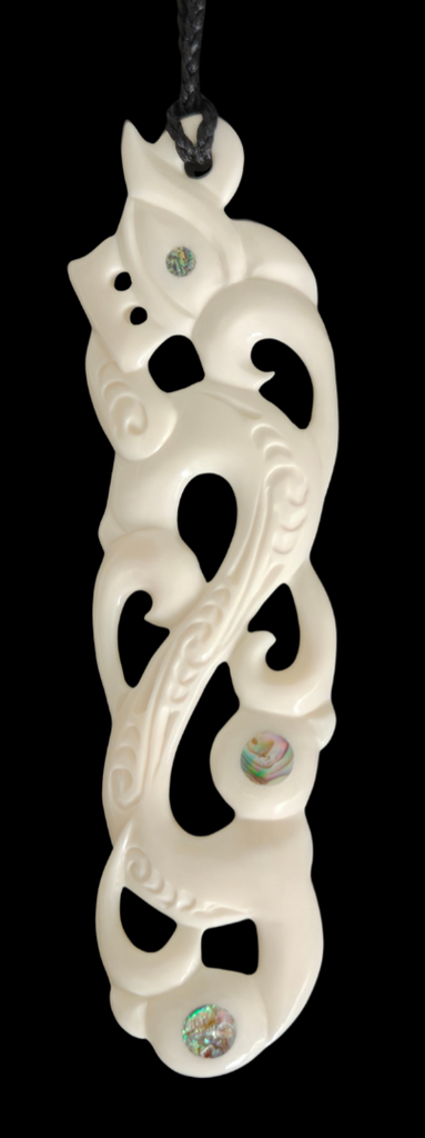 Manaia Bone Carving Necklace - 162mm - Carved by Joseph, NZ - #35