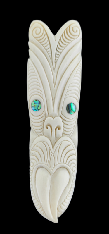 Large Mask Bone Carving Necklace - 140mm #41