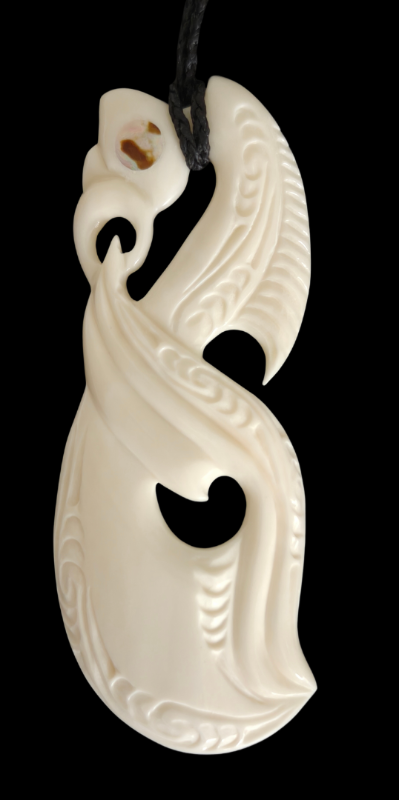 Manaia Bone Carving Necklace - 120mm - Carved by Joseph, NZ - #40