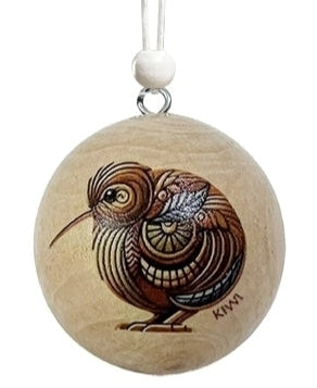 Christmas Bauble - Wood - Natural Kiwi Pip