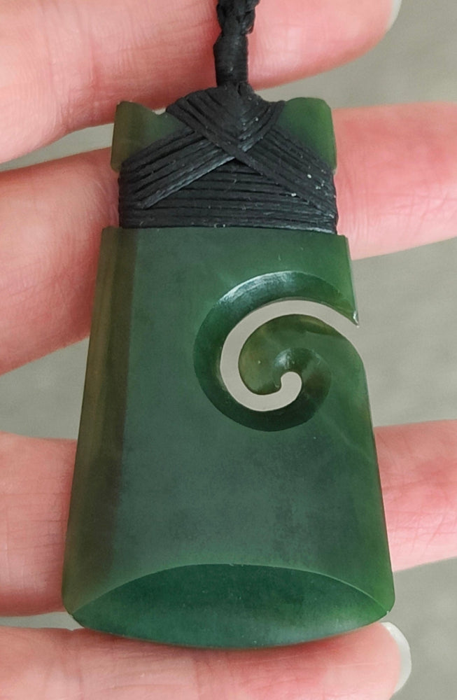 NZ Greenstone Toki with Koru 54mm #91