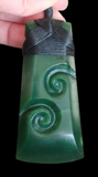 NZ Greenstone Toki With Double Koru #18-A