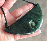 NZ Greenstone Single Koru Breast Plate Pendant #10