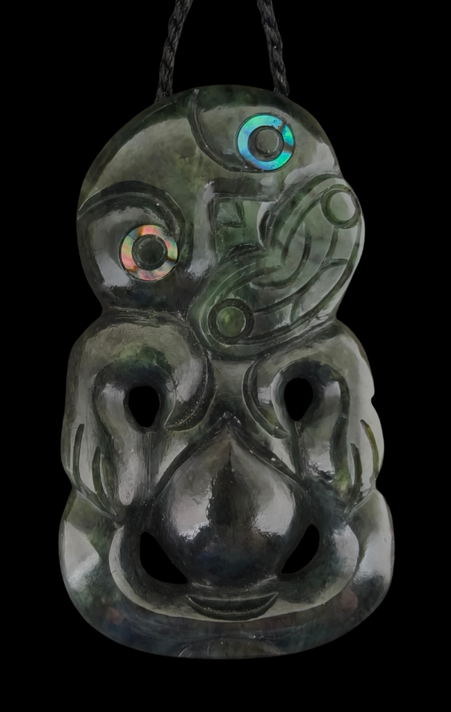 NZ Greenstone Large Tiki Carving - 82mm - #36B