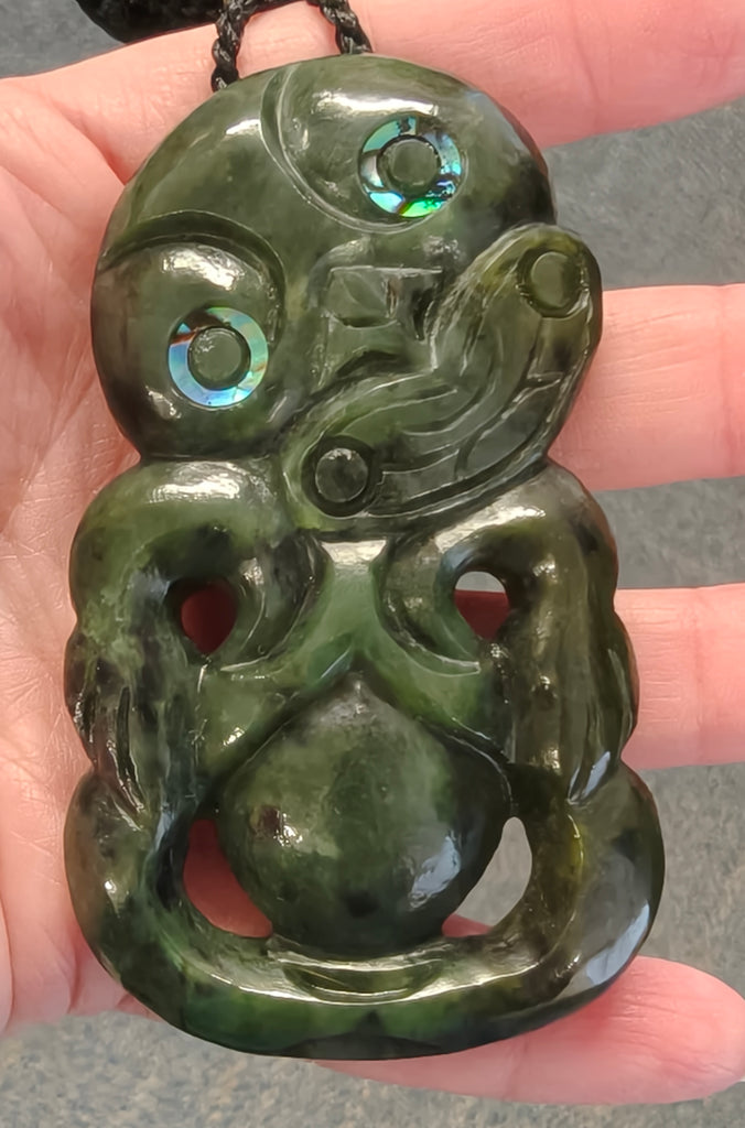 NZ Greenstone Large Tiki Carving - 80mm #36