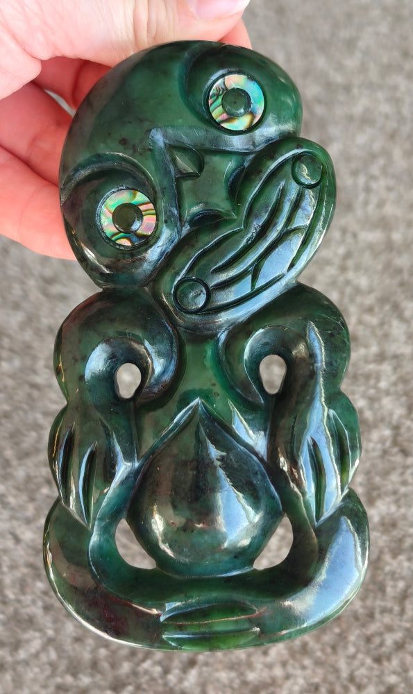 NZ Greenstone Extra Large Tiki Carving - 122mm #39L-D
