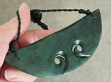 NZ Greenstone Double Koru Breast Plate Pendant #11-B