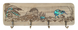 NZ Made Wood & Paua Keyholder - Kiwi And Fern