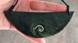 NZ Greenstone Single Koru Breast Plate Pendant #10