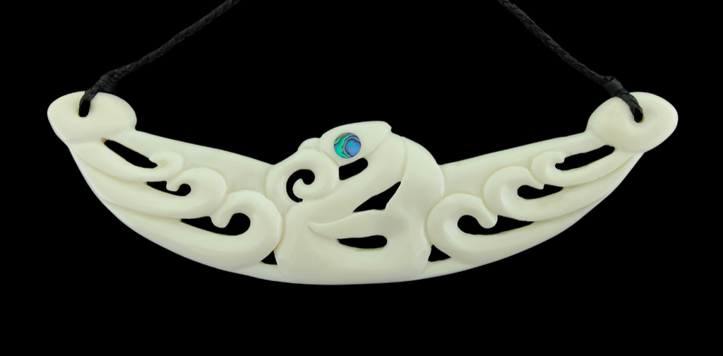 Manaia Breast Plate Bone Carving Necklace - 137mm #1