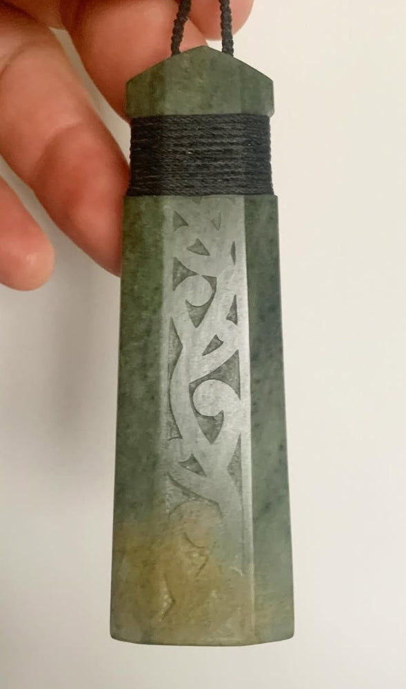 NZ Greenstone Etched Toki - 110mm - Rueben Tipene #84