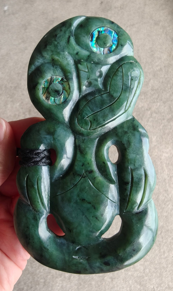 NZ Greenstone Extra Large Tiki Carving - 125mm #39L-S1