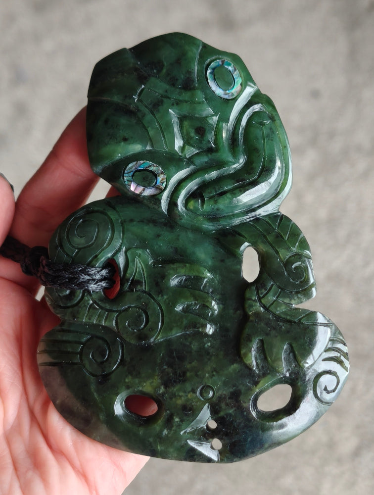 NZ Greenstone Extra Large Tiki Carving - 114mm #50B
