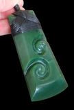 NZ Greenstone Toki With Double Koru #18-A