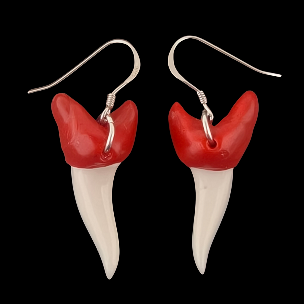 Wax Capped Mako Shark Teeth Earrings #365 - Alex Sands