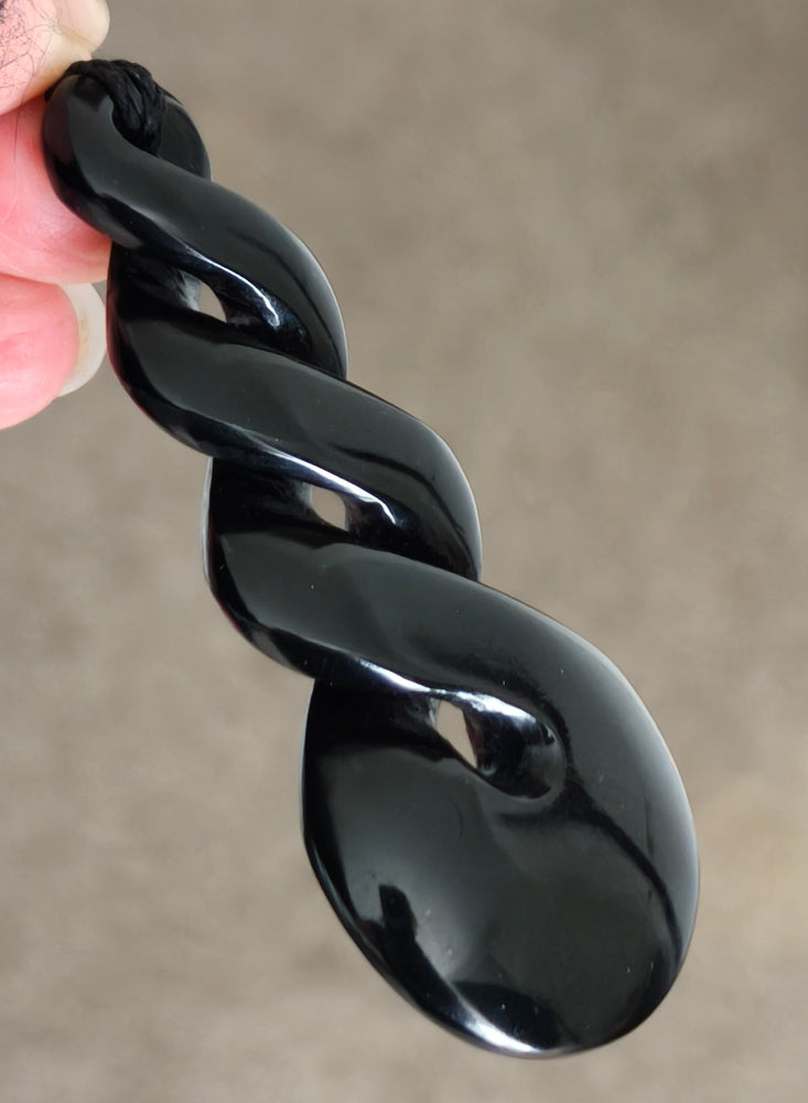 NZ Rare Black Greenstone Quadruple Twist - 75mm