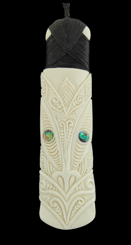 Large Mask Bone Carving Necklace - 142mm #17