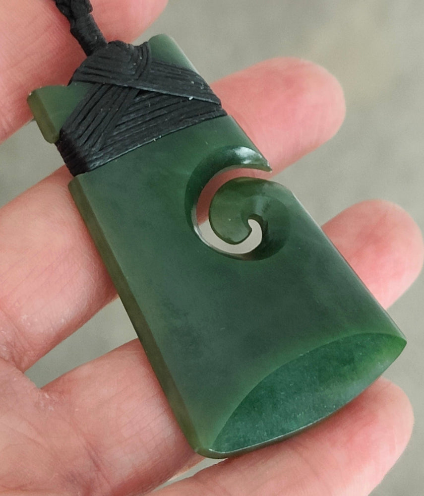 NZ Greenstone Toki with Koru 54mm #91