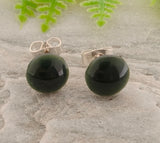 NZ Greenstone Small Circle Stud Earrings - 8mm
