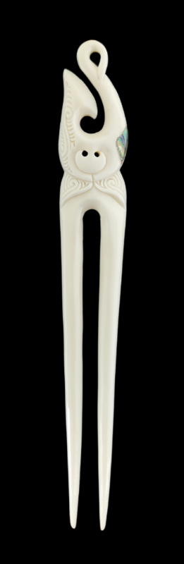 Heru Hook Bone Carving - Comb Hair Piece #4