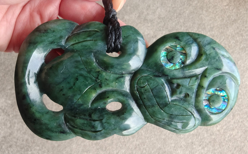 NZ Greenstone Extra Large Tiki Carving - 125mm #39L-S1