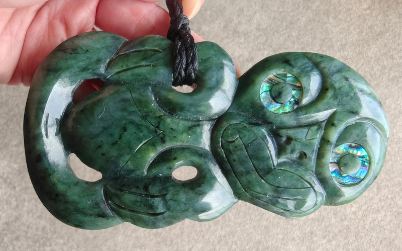 NZ Greenstone Extra Large Tiki Carving - 125mm #39L-S1