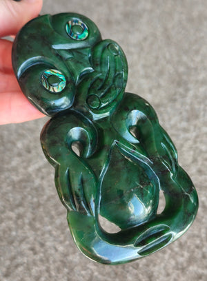 NZ Greenstone Extra Large Tiki Carving - 122mm #39L-F