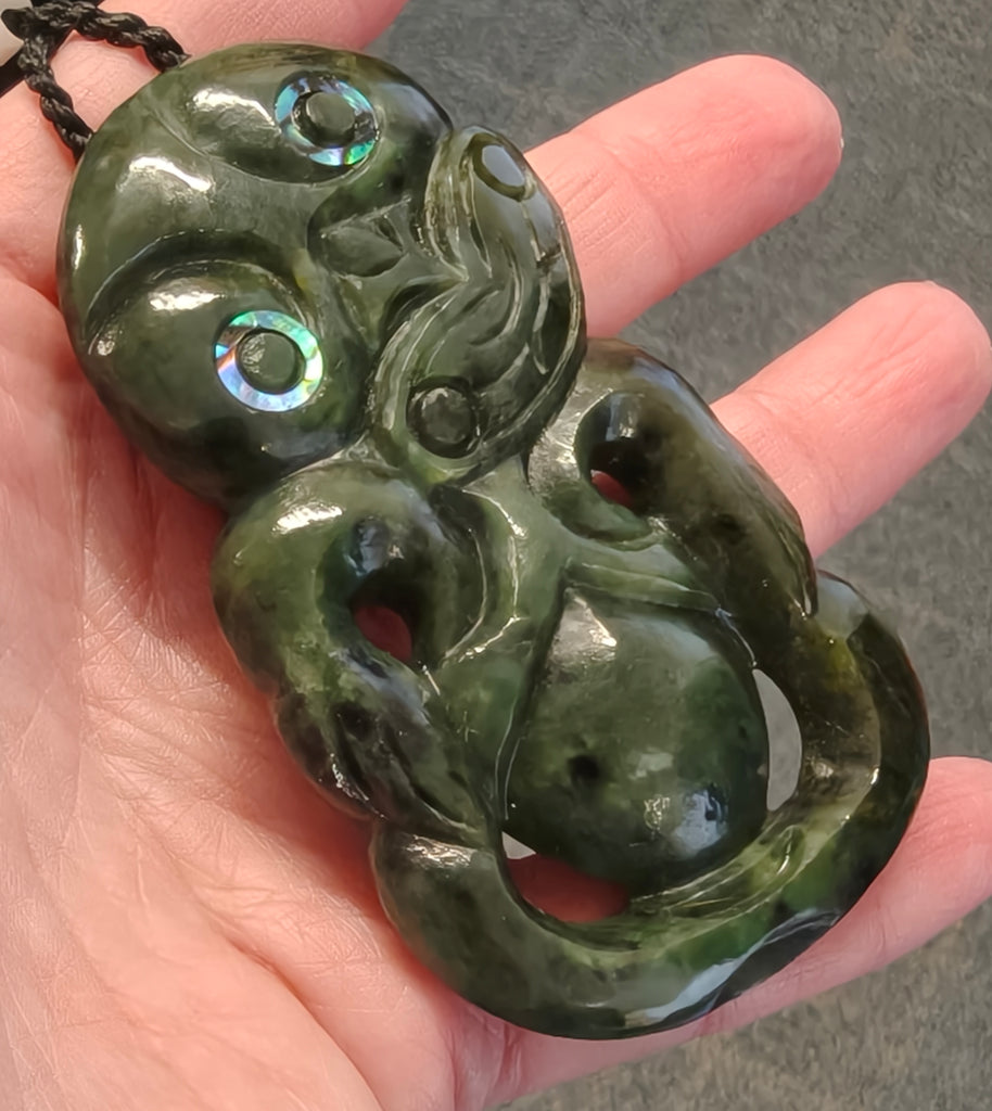 NZ Greenstone Large Tiki Carving - 80mm #36