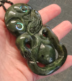 NZ Greenstone Large Tiki Carving - 80mm #36