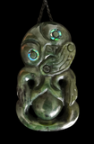 NZ Greenstone Large Tiki Carving - 80mm #36