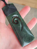 NZ Greenstone Toki With Koru Carving 90mm #56B