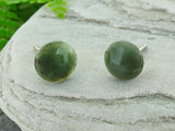 NZ Greenstone Small Circle Stud Earrings - 8mm
