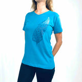 Ladies Fitted Aqua Blue T-Shirt - Silver Fern