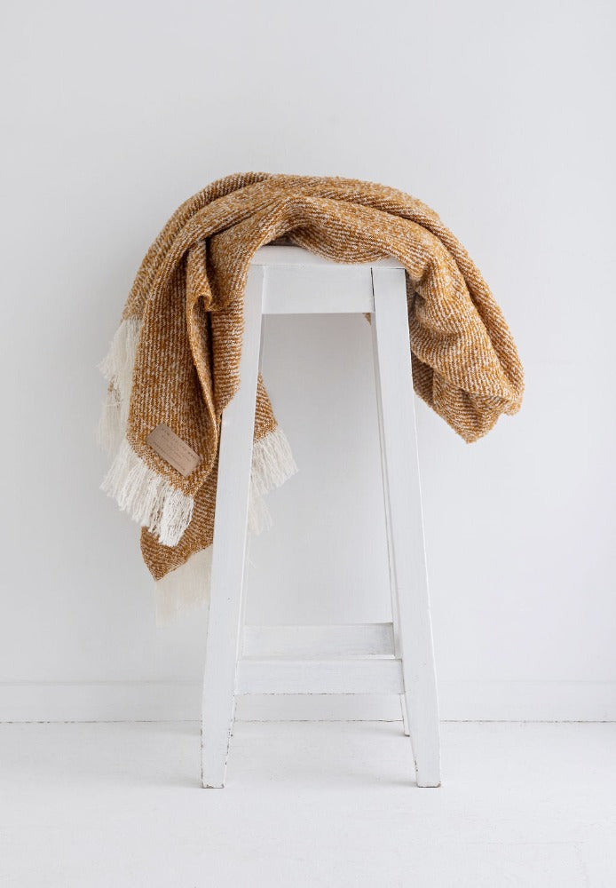 Wool Twill Throw - Mustard - NZ Made