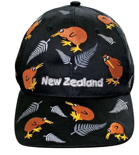 Kids Kiwi and Fern Black Cap